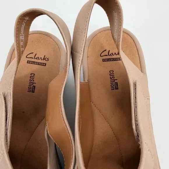 Clarks Collection Reedly Juno Wedge Nubuck Sandals Soft Cushion Womens US 12W - Picture 9 of 12